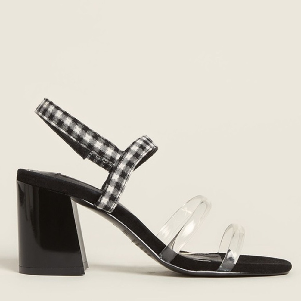 JAGGAR Black & White Gingham Slingback Sandals NIB